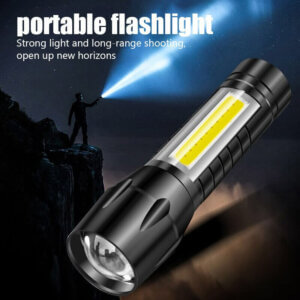 Torcia luce led ricaricabile usb mini zoom flash per campeggio escursione pesca