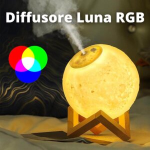 Diffusore Aromi Lampada Luna 3D LED RGB Moon Light Umidificatore Depuratore Aria