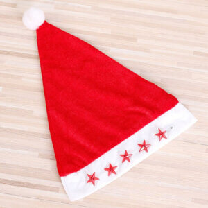 Cappello di Babbo Natale Luminoso con stelle LED per festività natalizie rosso