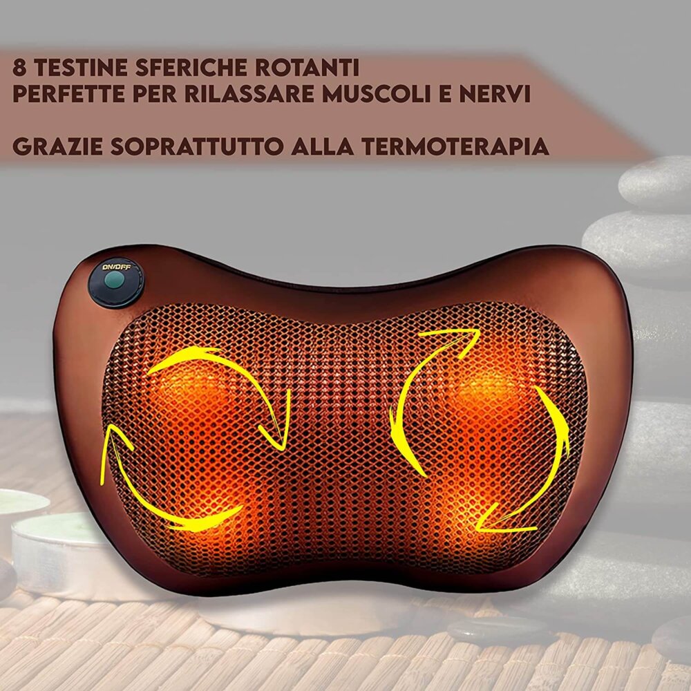 Cuscino massaggiatore casa auto cervicale massaggio benessere shiatsu