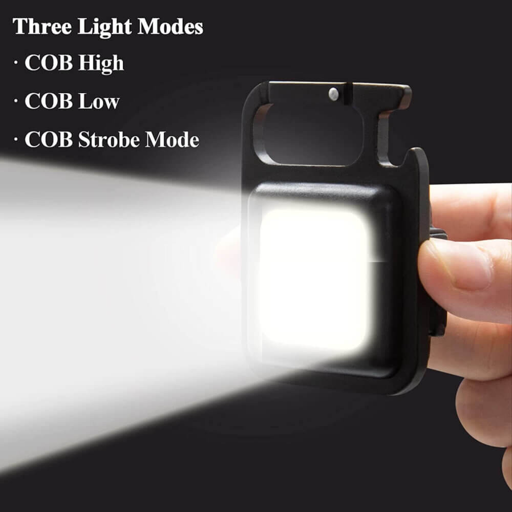 Mini torcia ricaricabile led portachiavi 3 modalita' luce portatile emergenza